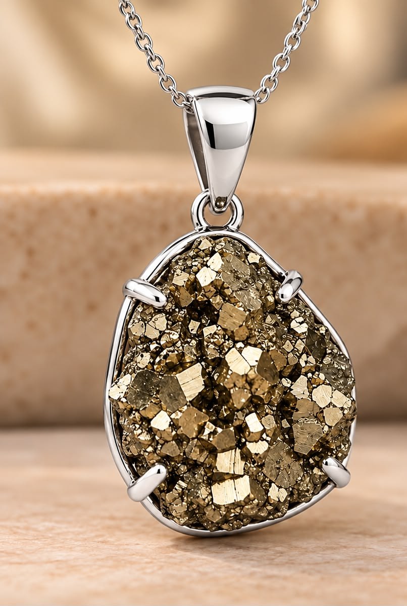 Pyrite Pendant (Silver Tone)