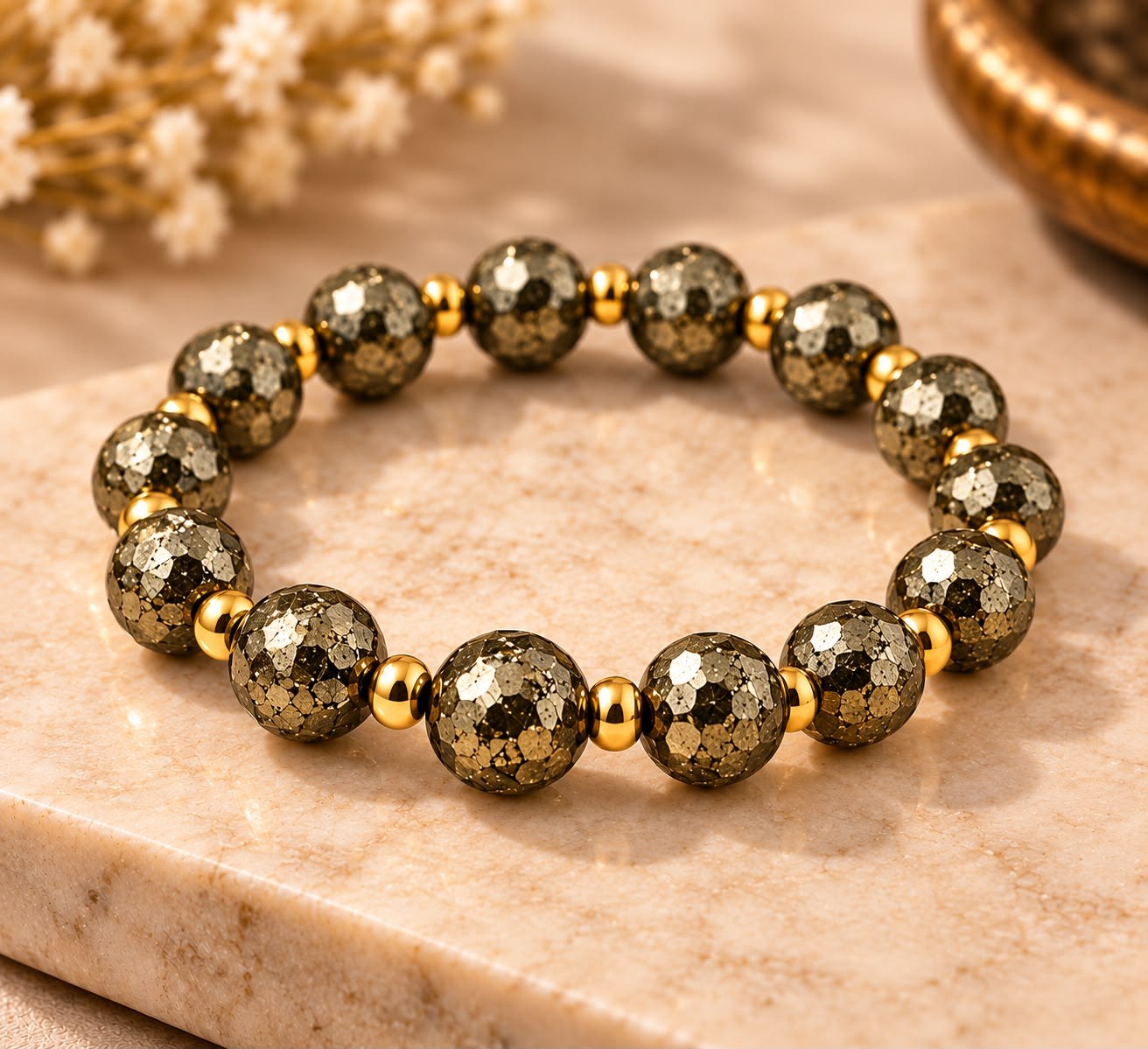 Pyrite Beaded Bracelet
